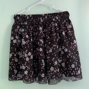 Black Floral Skirt